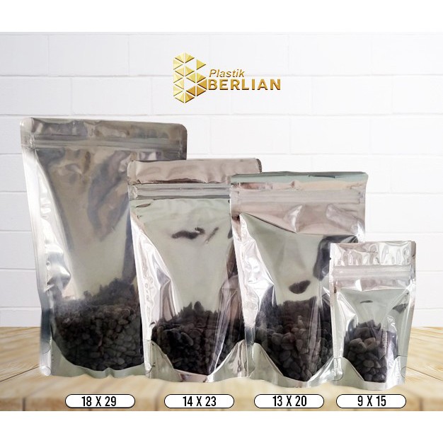 Standing Pouch Transmetz Alumunium Foil Klip 150 Silver 9x15 isi 100