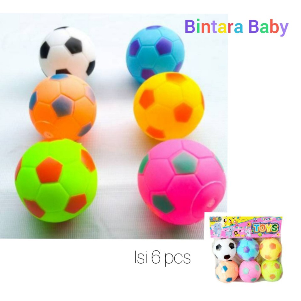 Mainan Bola Karet Bunyi isi 6 / Mainan Mandi Anak