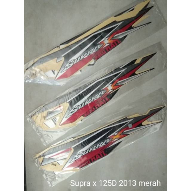 Striping Sticker Motor Honda Supra x 125D 2013 Merah