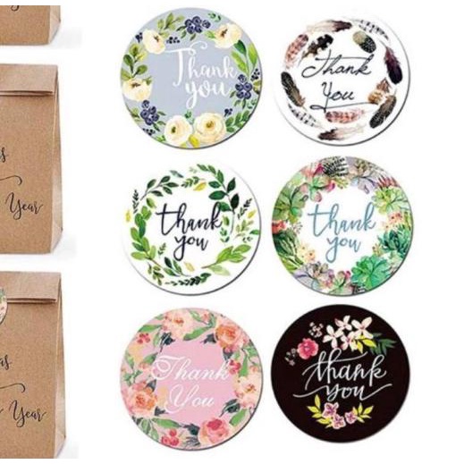 

☃ 500pcs Sticker Terima Kasih Thank You Label Kartu Ucapan Packing Seal ☉