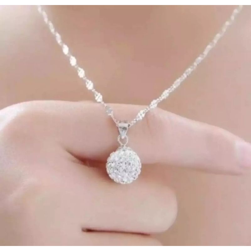 kalung melintir free liontin permata cantik silver fashion wanita titanium original anti luntur