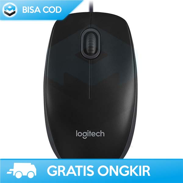 MOUSE WIRED 800 DPI LOGITECH DESAIN AMBIDEXTROUS PLUG AND PLAY B100
