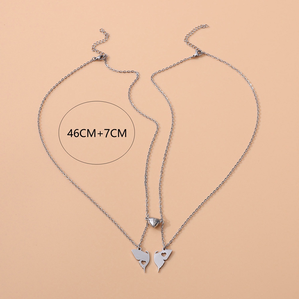 2pcs Kalung Rantai Desain Butterfly Untuk Aksesoris Pasangan