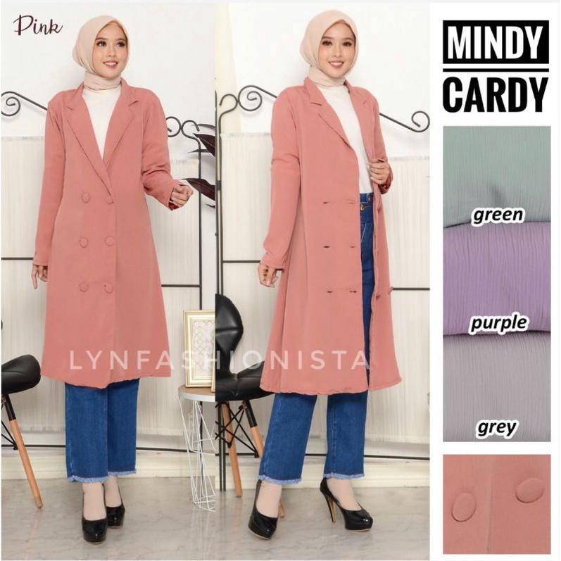 (MAX BB 80KG) LONG CARDIGAN PANJANG MUSLIM/COAT BLAZER WANITA CASUAL/MINDY