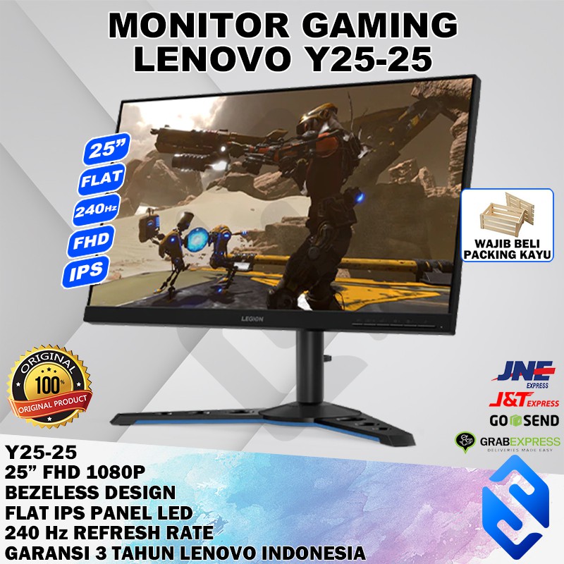 GAMING MONITOR LENOVO Y25-25 25 INCH IPS PANEL 240 Hz 1MS 400 NITS MURAH