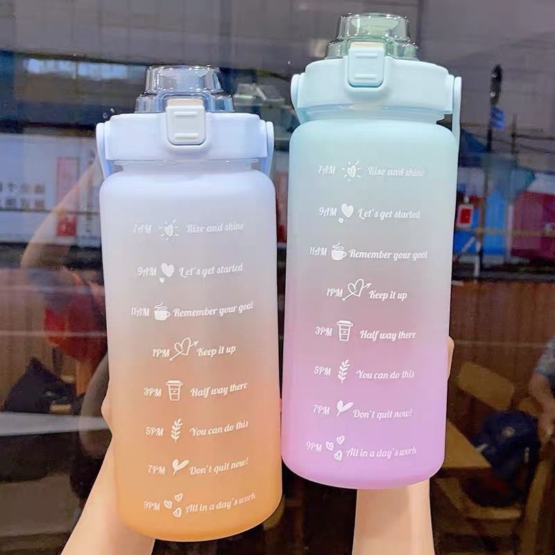 READY botol minum motivasi anak rainbow tritan bpa free 2 L