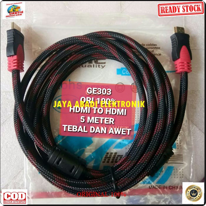 G303 Kabel hdmi 5 meter cable tv televisi monitor cpu komputer led cable high speed hdtv full hd hd universal multi Ps playstation panjang G303  HDMI HDMI Panjang kabel 5 meter  BISA SEGALA JENIS TV ATAU MONITOR  KUAT DAN TAHAN LAMA  BERKUALITAS TINGGI  F