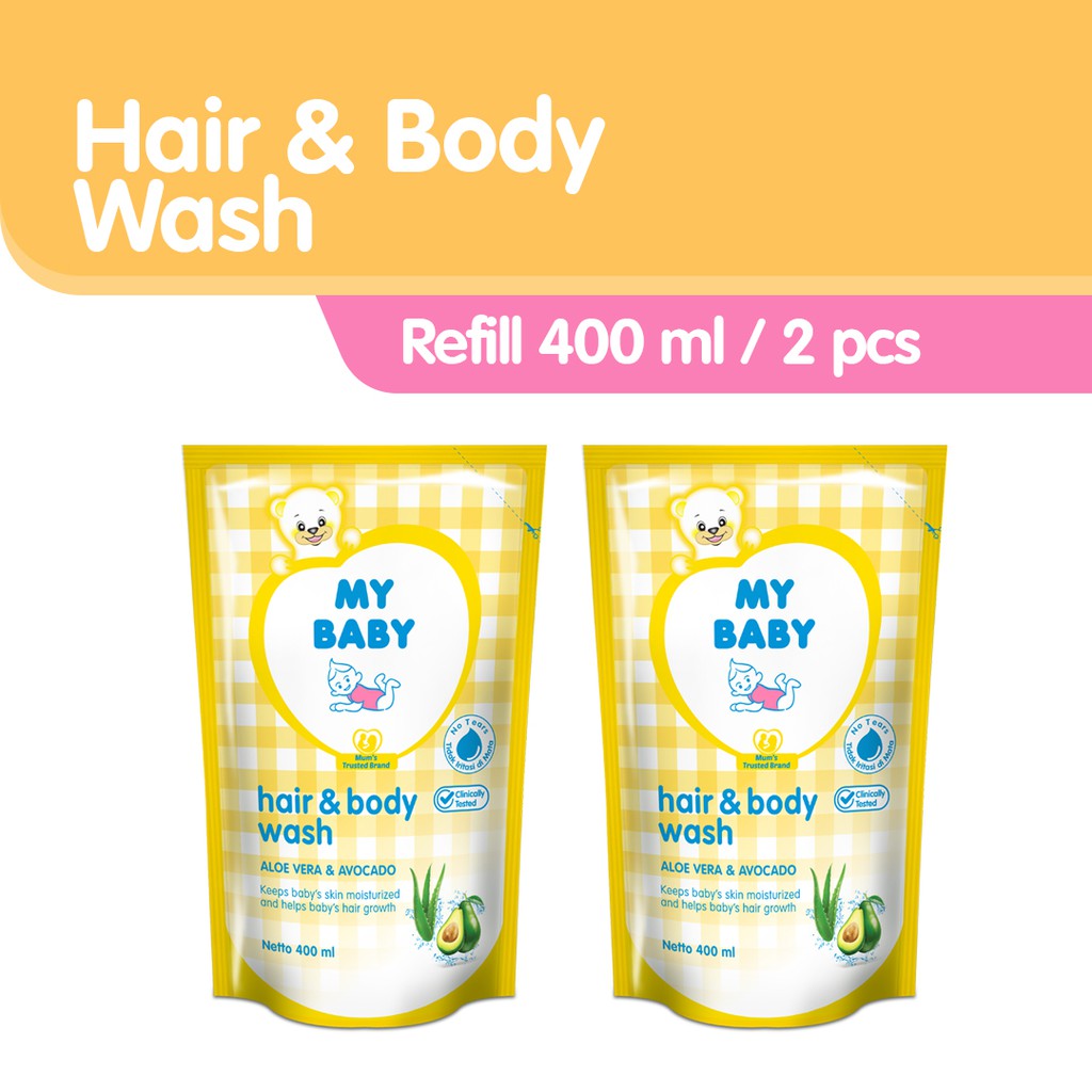 My Baby Hair &amp; Body Wash Aloevera &amp; Avocado Refill [400 ml / 2 pcs]- Bundle Pack - Exp: 10.2025