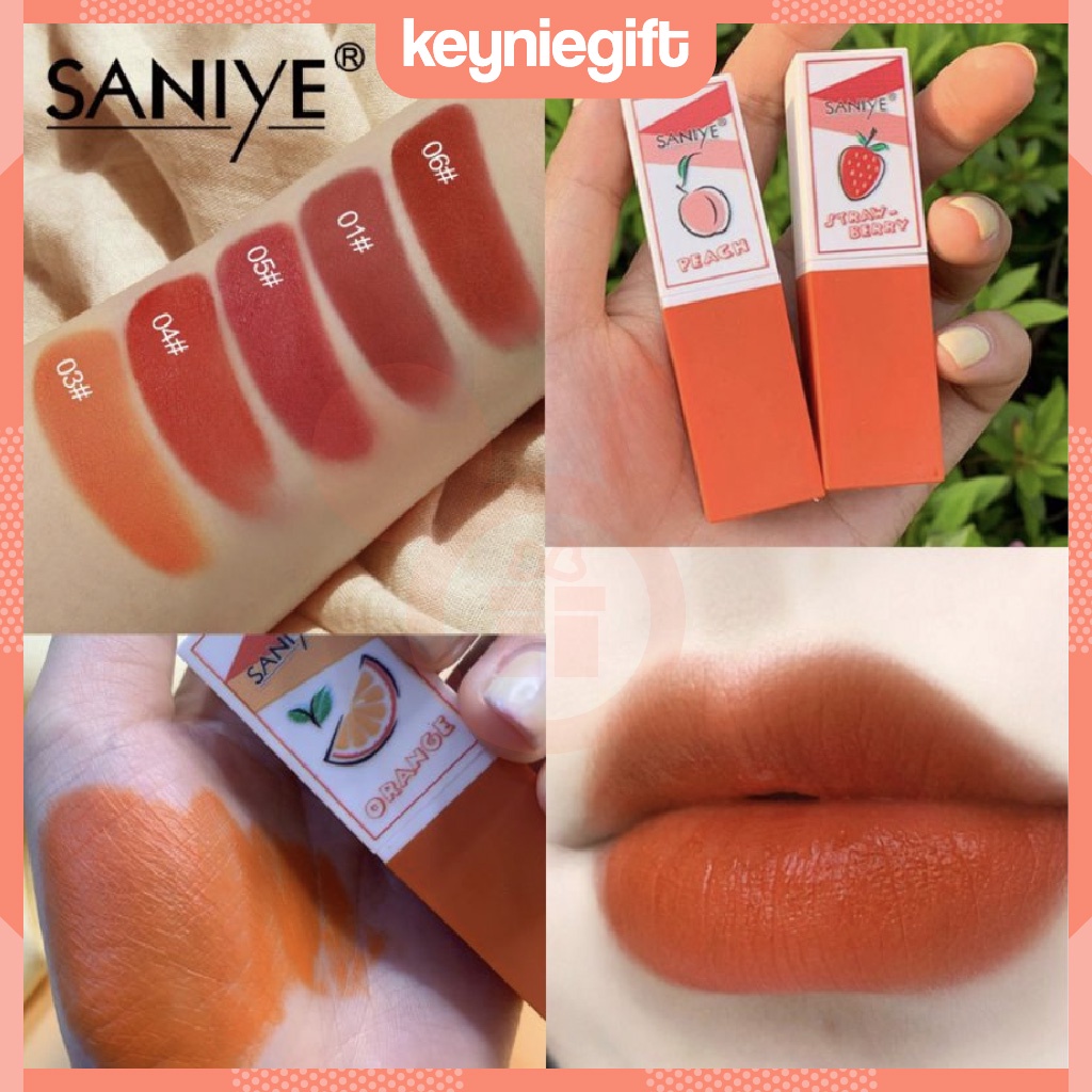 Saniye Fruit Lipstick Velvet Matte Lipstik 6 Warna Moisturizing Tahan Lama Original SA012