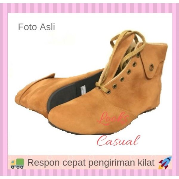 Tjhay® Inspire Sepatu Boots Korea Version Musim Dingin Casual Modis Wanita Warna Tan