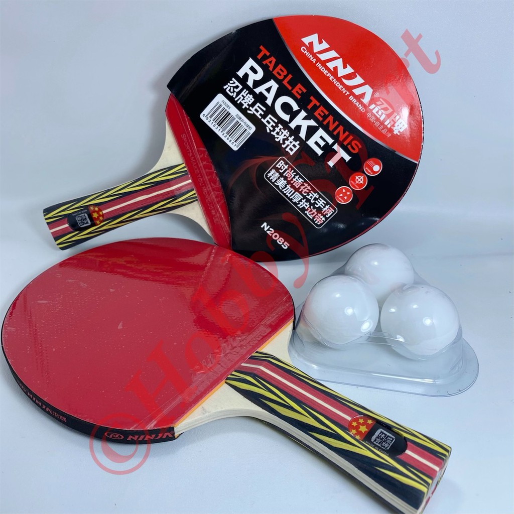 Bat Bet Bad Pingpong Set Ninja N2085 Tenis Meja Sepasang + Bola Murah