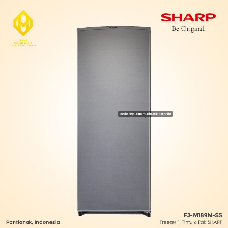 Sharp Freezer 1 Pintu 158 Liter Silver 6 Rak - FJ-M189N-SS / FJ M 189N SS / FJM189NSS FJM 189 N SS