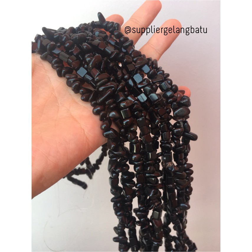 kerikil Batu alam onyx agate hitam Beads 1cm kilap aksesoris craft grosir supplier bahan fashion