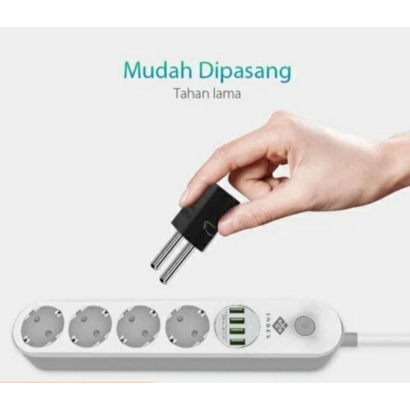 Adaptor kepala cherger colokan over steker sambungan listrik gepeng ke bulat 2 lubang