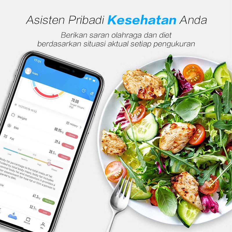 OLLA Timbangan badan digital dengan menggunakan App dapat mengukur lemak dan otot dalam tubuh-WS2