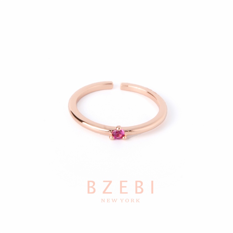 Bzebi Cincin Rose Gold 18k Model Terbuka Adjustable Hias Berlian 23r Gaya Korea Untuk Wanita