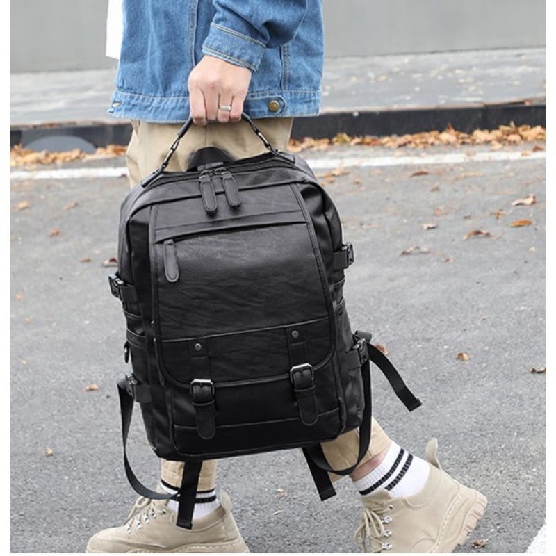 Ransel Kulit Sapi Tas Backpack Pria-Wanita kulit Original Tas Punggung-Jinjing Import Pu Tas Kantor - kuliah - Tas Santai