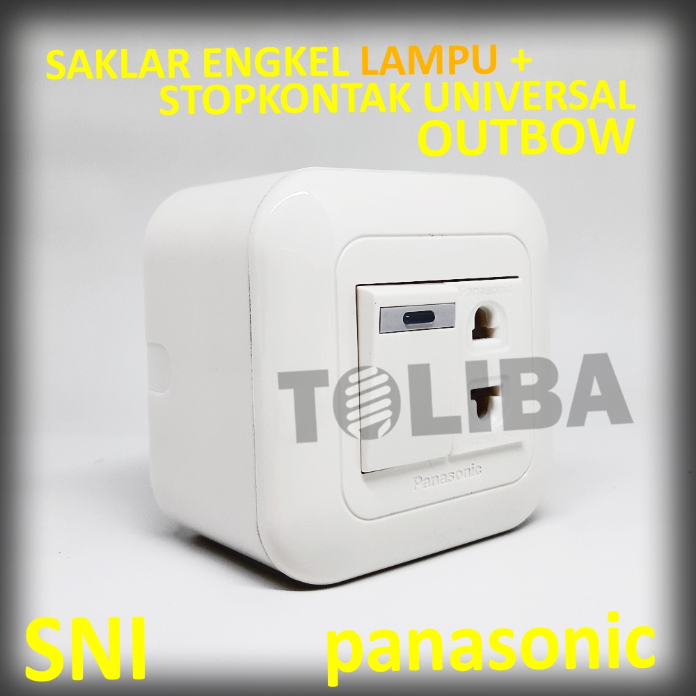 saklar engkel lampu + stop kontak universal ob panasonic / saklar tempel tembok engkel stop outbow stopkontak panasonic