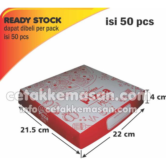 

(BAYAR DITEMPAT) DUS BOX KEMASAN PIZZA UK 22X21.5X4 CM CETAK 1 WARNA 1 PACK ISI 50 PCS C2156