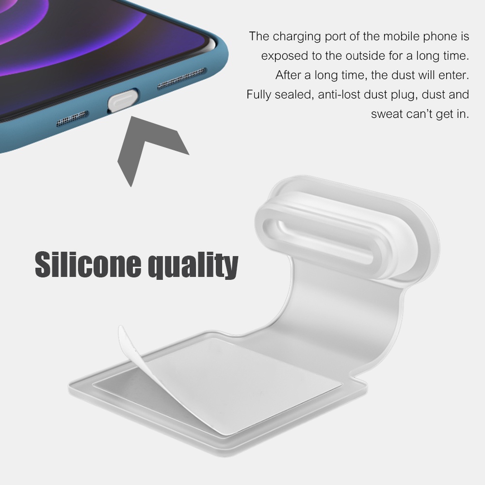 1 Pc Cover Pelindung Port Charging Bahan Silikon Tahan Air Tahan Debu Dapat Digunakan Kembali