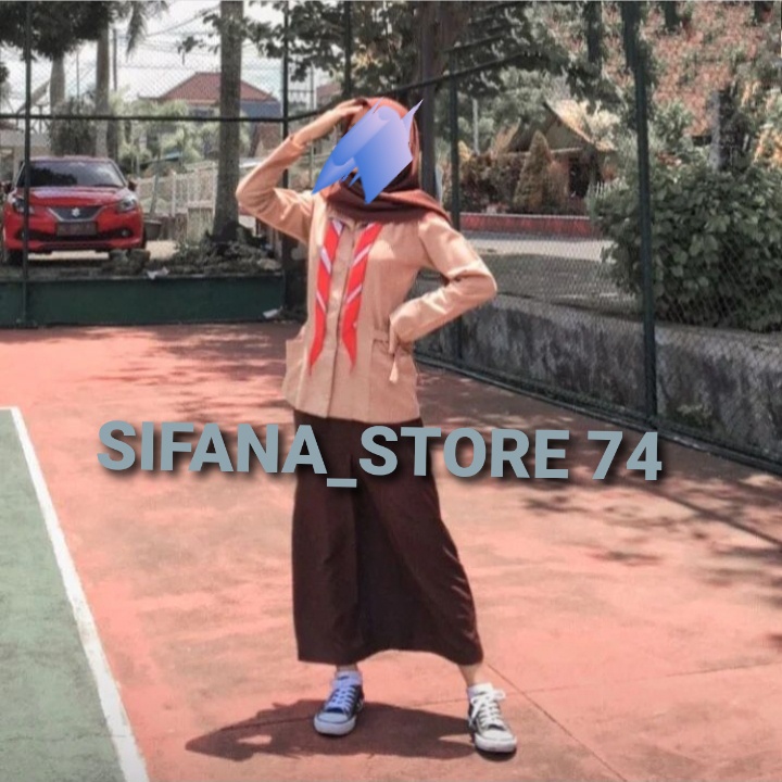 SETELAN SERAGAM PRAMUKA SMP/MTS SMA/SMK PUTRI LENGAN PANJANG BAJU PRAMUKA SAKU KIRI KANAN ROK PRAMUK