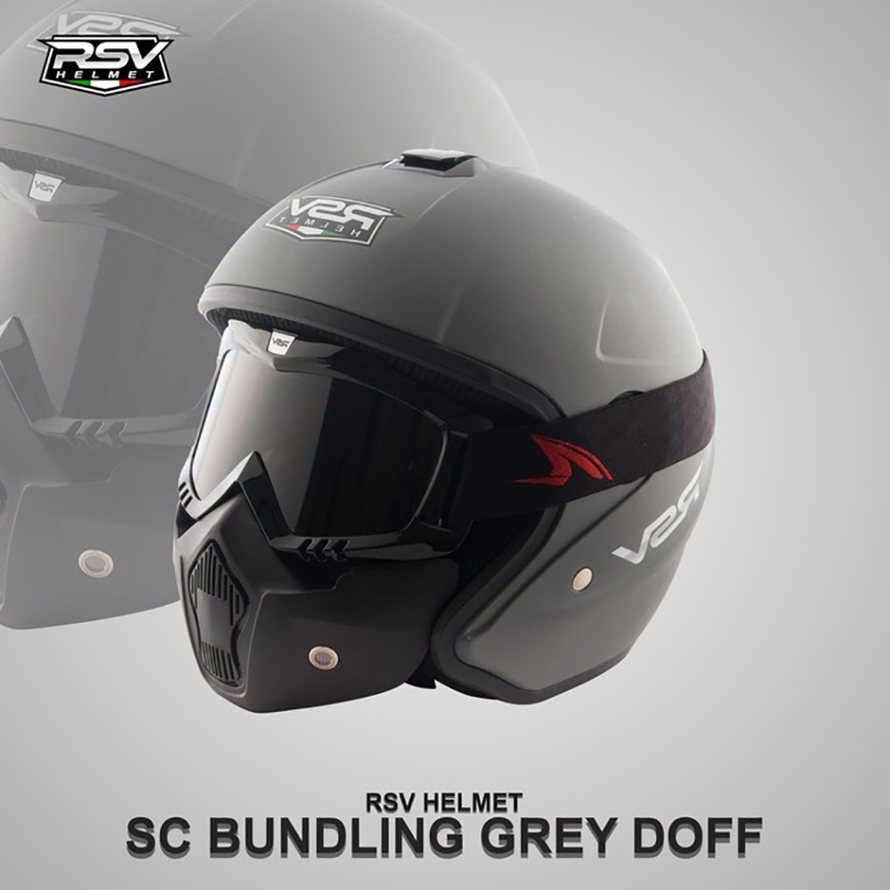 Helm Halfface / RSV SC BUNDLING / Grey Doff / RSV HELMET GOOGLE SMOKE