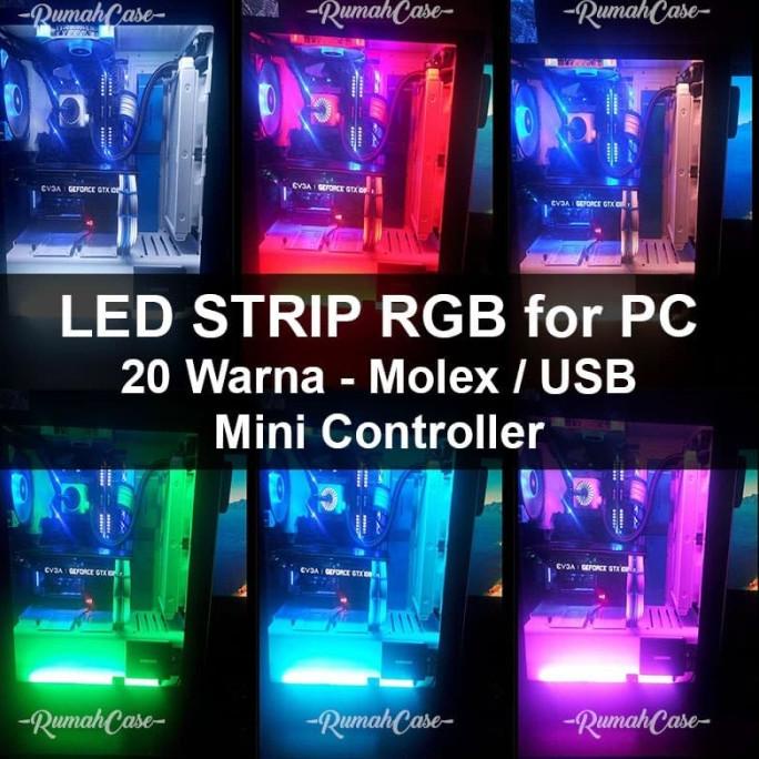 LED Strip RGB Mini Controller Molex USB lampu komputer pc gaming mod Kualitas Baik