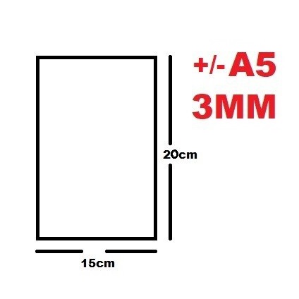 

Acrylic akrilik bening transparan A5 tebal 3mm 3 mili ukuran A5