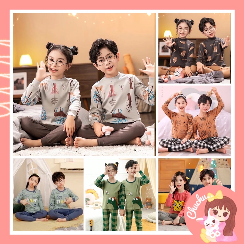 Piyama anak import setelan baju tidur anak lengan panjang 3 4 5 6 7 8 9 10 tahun