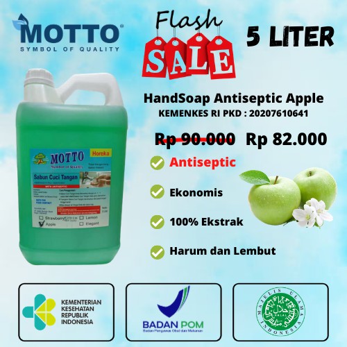 Sabun Cuci Tangan Antiseptik / Antiseptic Hand Soap Apple MOTTO 5 Liter
