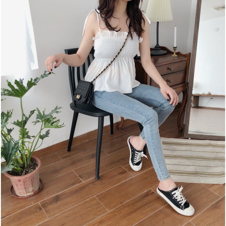 Korean Wrinkle Tank Top Atasan Wanita Tanpa Lengan 1211 (S - XL)