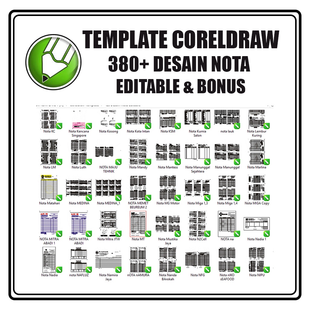 380+ Template Desain NOTA Editable + Bonus CorelDraw siap edit