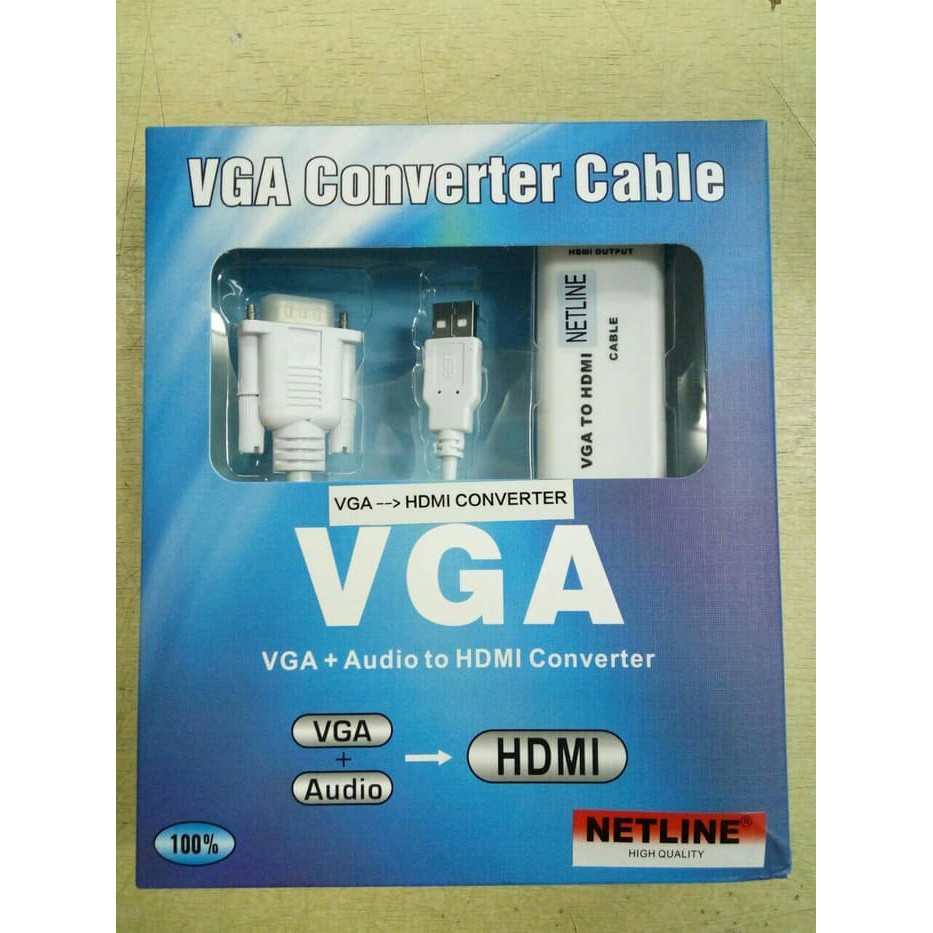 Netline Kabel VGA Male to HDMI Female &amp; Audio