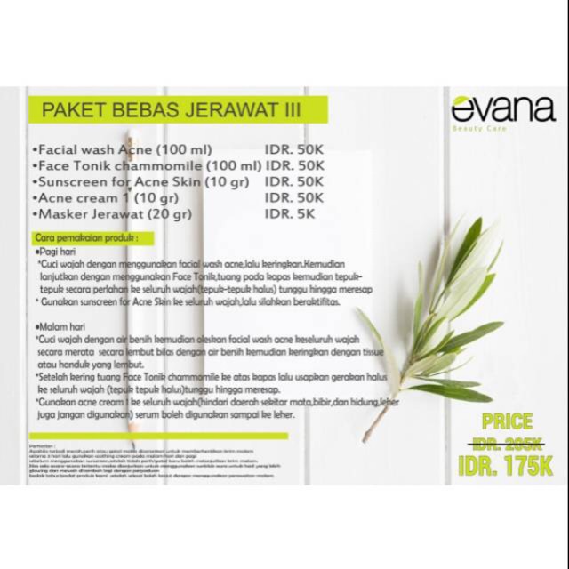 Paket bebas jerawat 3. Evana beauty Care