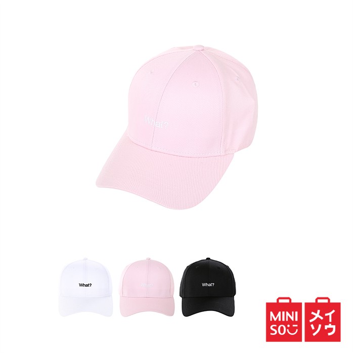 Miniso  Official Topi  Basic Embroidery WHAT Baseball Cap   Miniso  Official Topi  Basic Embroidery WHAT Baseball Cap