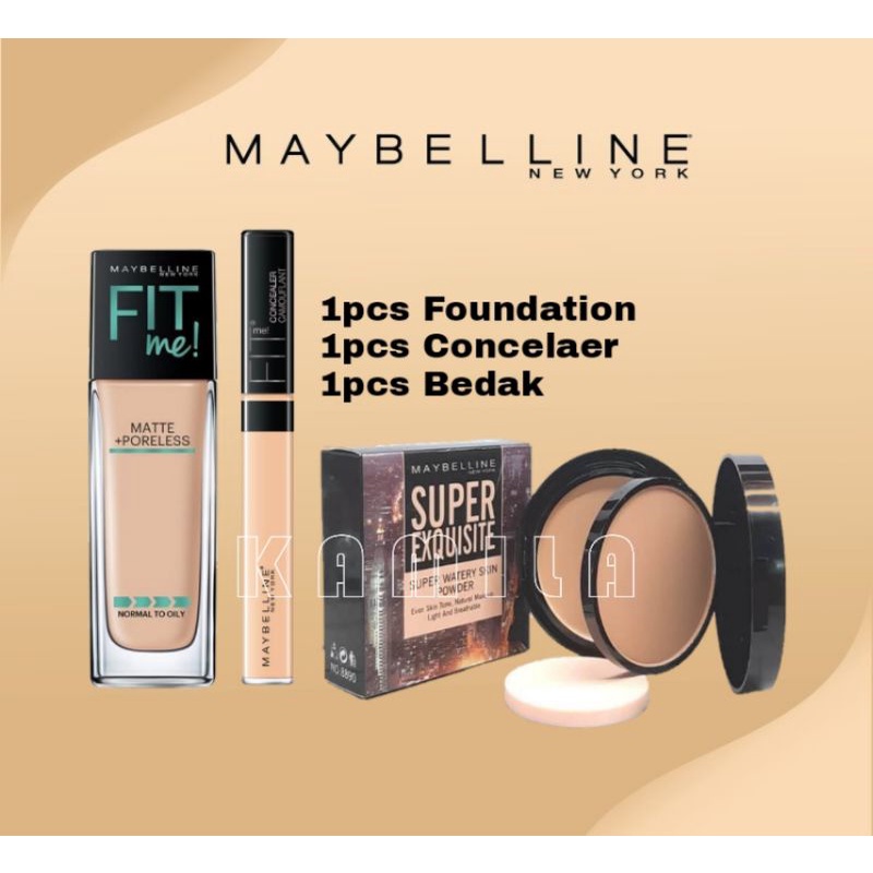 Paket Kosmetik Maybelline Set 3in1 - Foundation Maybelline+Concelaer - Maybelline vivid vampire Pake
