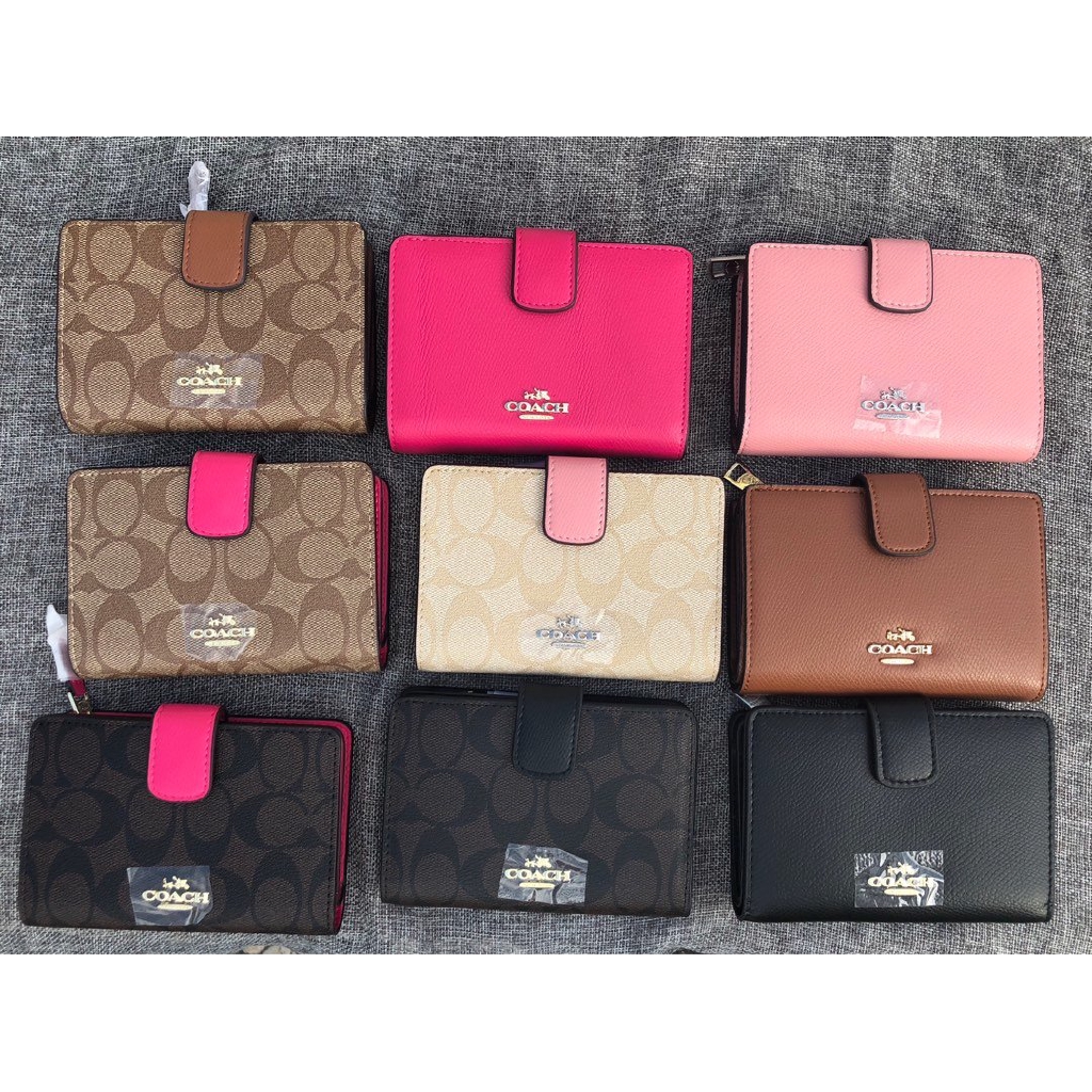 F53562 53436 Leather Medium Zip Wallet