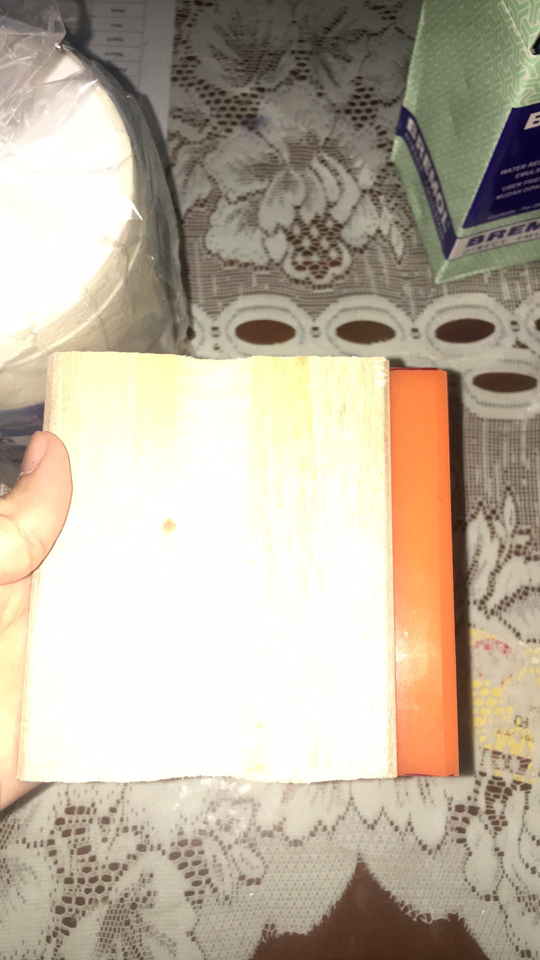 Rakel Sablon (lancip) + Free Gagang Kayu (solventbase) (orange)