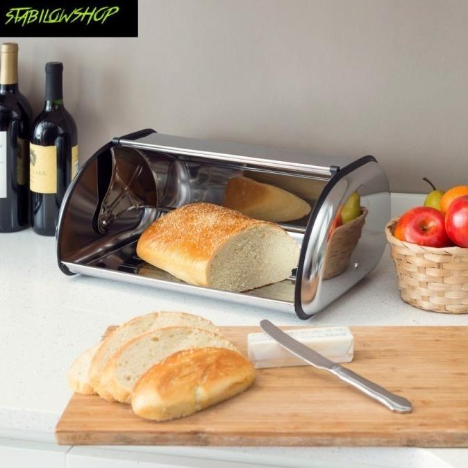 '+'+'+'+] Krishome bread box wadah saji tempat kue / roti Stainless Steel