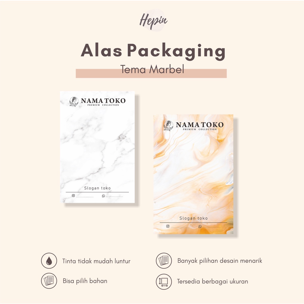 

cetak alas mini gift/label produk/ alas packing edisi MARBEL/murah