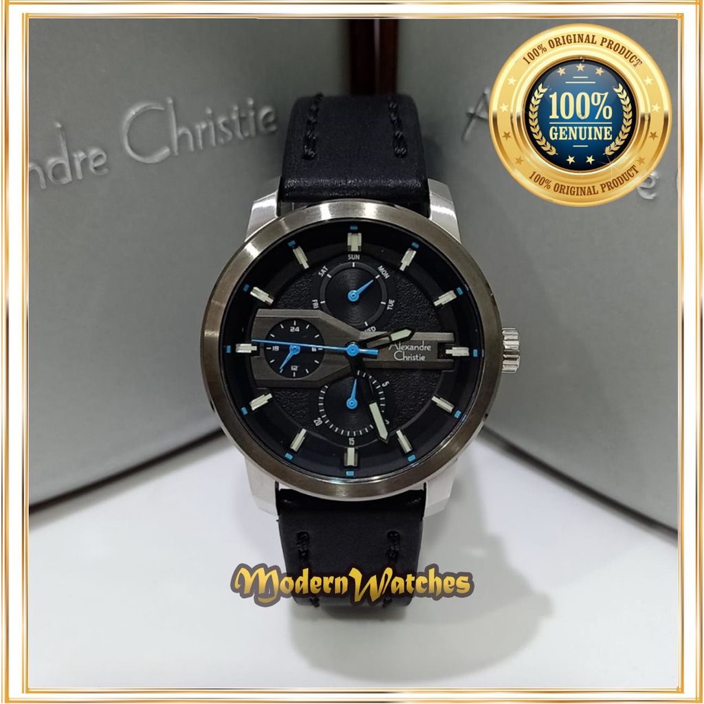 Jam Tangan Ori Wanita Terbaru Alexandre Christie AC 6562 Silver Hitam Full Black Kulit Sporty Alexan