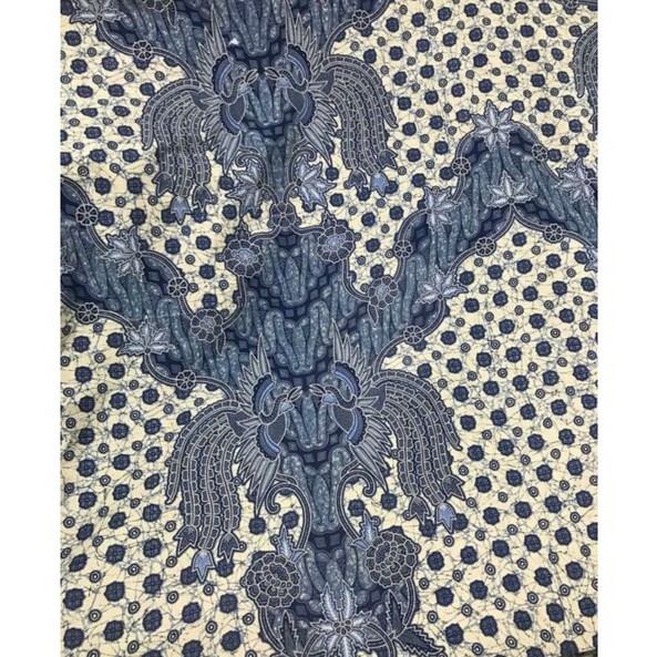 Batik Biru Navy Print Katun Halus Meteran Seragam