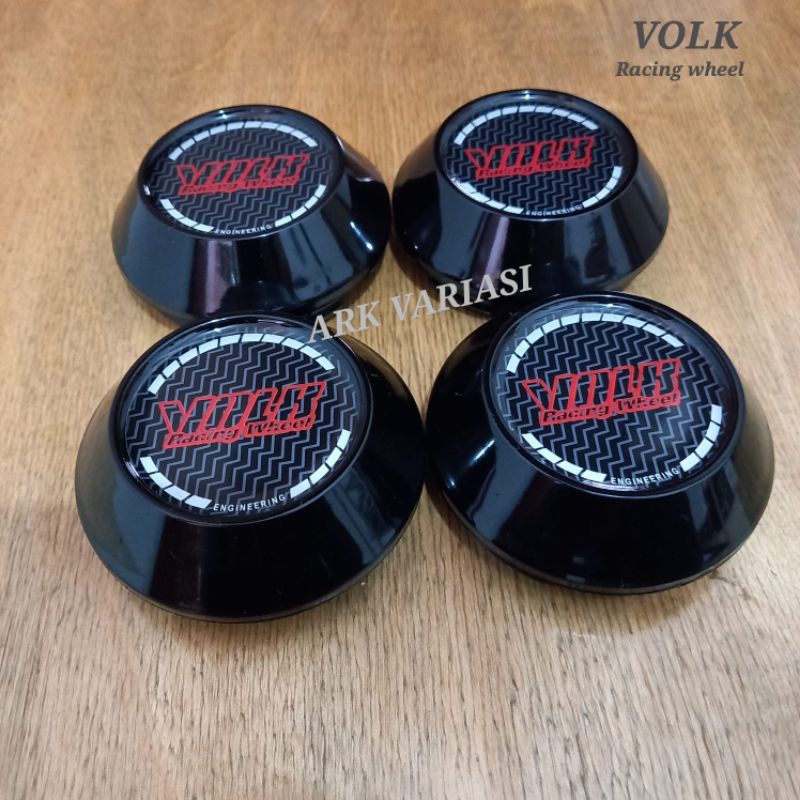 tutup velg dop velg racing VOLK kerucut hitam diameter luar 6.8 cm