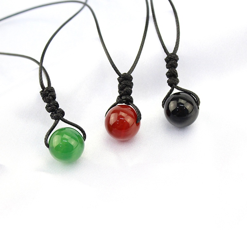 Hiasan Choker Charms Liontin Pasangan Kalung Batu Akik Hadiah Perhiasan Wanita Pria Batu Alam Tali Kulit