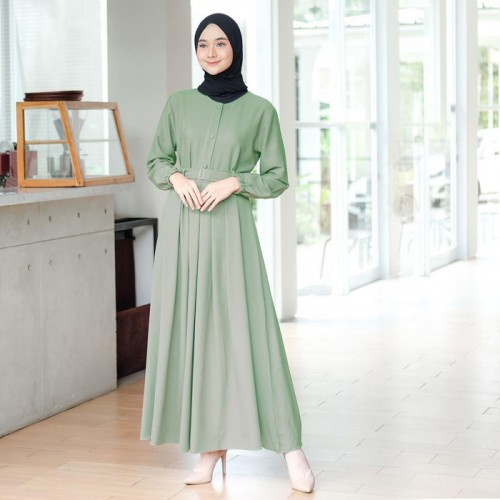 DIYAFASHION GAMIS TERBARU BRUKAT REMAJA JUMBO MURAH ROYON POLOS MATCHA KEKINIAN