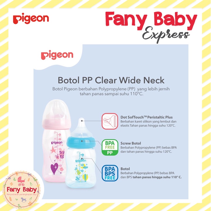 PIGEON BOTTLE PP CLEAR WIDE NECK 160ML