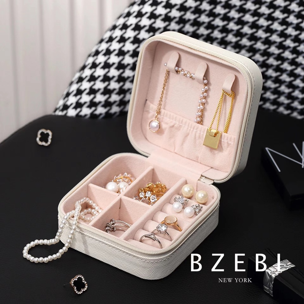 Bzebi Kotak Penyimpanan Perhiasan Portable Bahan Kulit PU + Velvet Untuk Travel 925