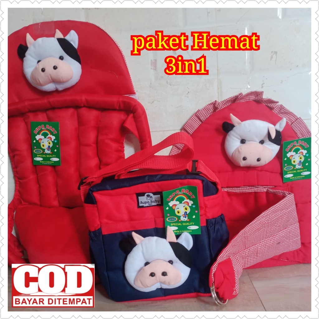 Paket 3IN1 Gendongan Depan Sapi Tas Bayi Sapi dan Gendongan Samping Sapi