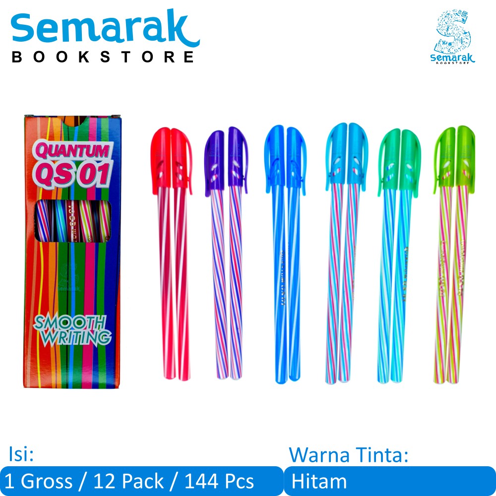 

Ballpoint Extra Fine Standard Quantum QS 01 - Hitam [1 Gross / 12 Pack]