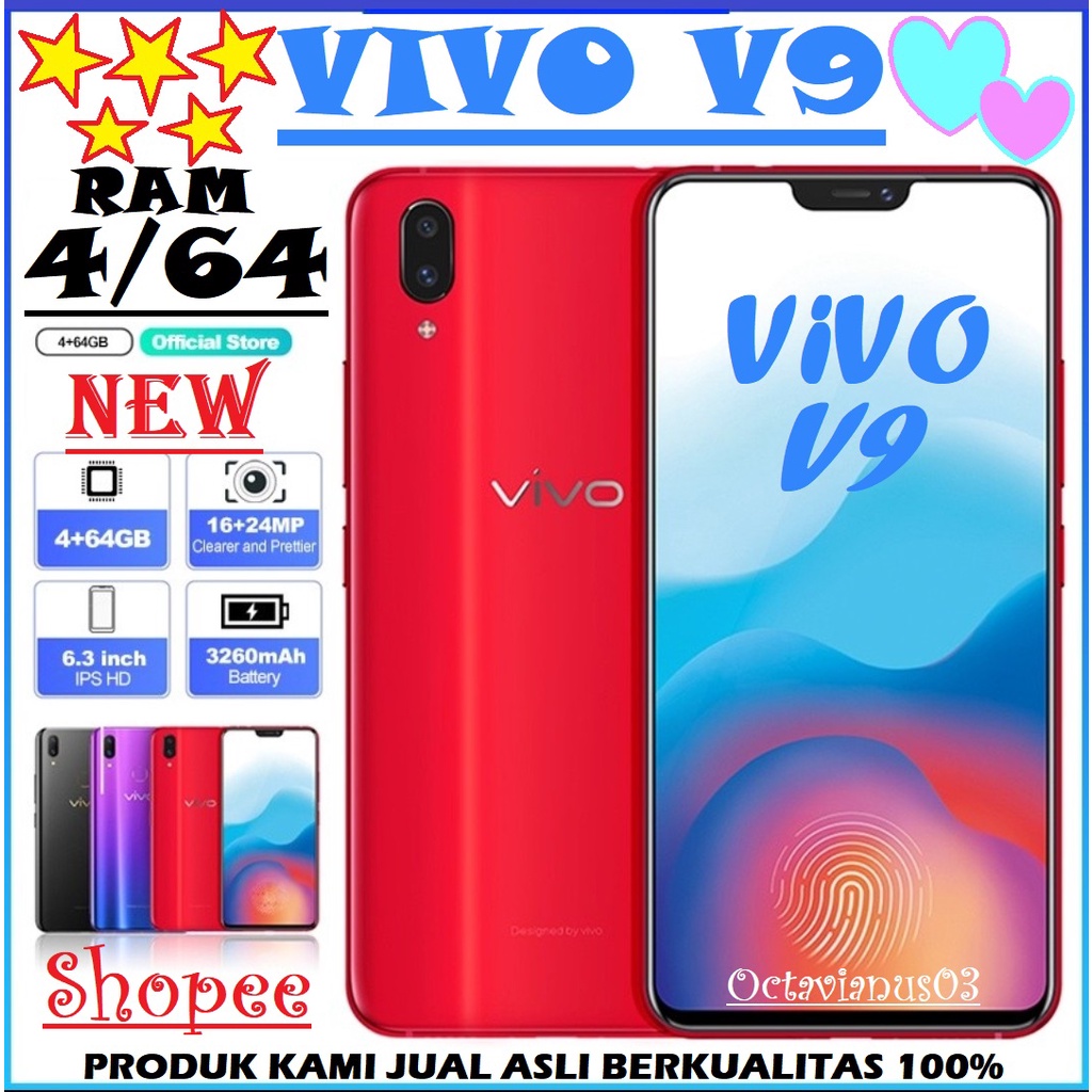 HP VIVO V9 ORI RAM 4/64GB BARU FULLSET SEGEL GARANSI 1TAHUN